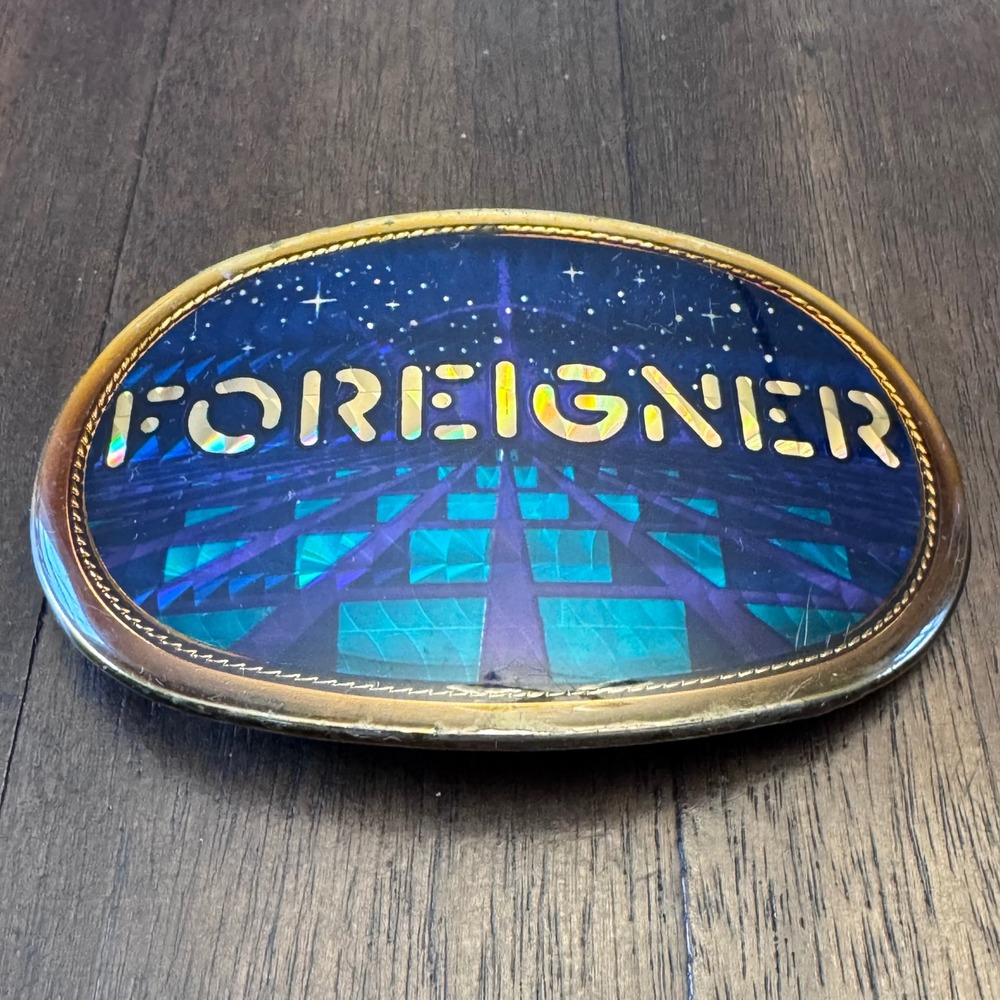 Vintage 1977 Foreigner Band Belt Buckle Rock Music Retro Collectible